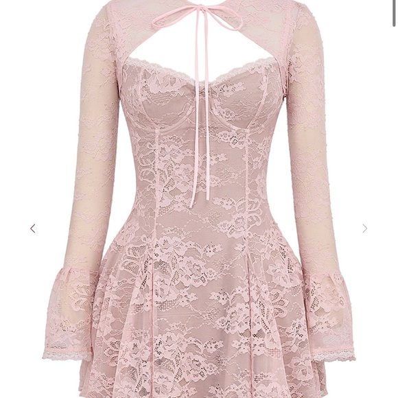 House of CB Pink Lace Long Sleeve Dress - Picture 4 of 10
